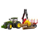 John Deere 7R 350 Tractor with Forestry Trailer and Logs