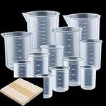 12 Pack Resin Mixing Cups,Liquid Measuring Mixing Cups for Epoxy Resin, Graduated Plastic Measuring Cups for Resin, Cups for Resin Epoxy Paint Food, Lab Use, with 50 PCS Mixing Sticks