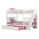 AFI Woodland Solid Wood Full Over Full Bunk Bed with Full Trundle in White