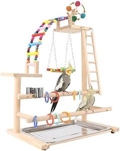 HPAWHOMEPART Bird Playground, Perch Stand Parrot Playstand Play Gym with 2 Perches Stand Windmill Toys, Playpen for Parakeet Conure Cockatiel Lovebird Budgie Caique, Exercise Playgym with feeding Cups