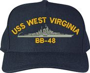 USS West Virginia BB-48 Custom Embroidered Cap, Navy, Large