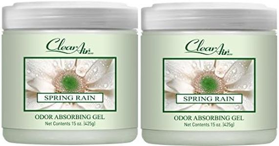 Clear Air Odor Absorber Gel - Odor Eliminator & Air Freshener - Made with Essential Oils - Spring Rain Scent - 15 Ounce - 2 Pack