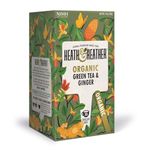 Heath & Heather Organic Green Tea & Ginger Tea Bags | Individually Wrapped Caffeine-Free Herbal Tea Infusions | 1 Pack of 20, Total 20 Tea Bags