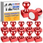 12Pack Strong Fridge Refrigerator Magnets Small Magnets, Upgraded Red Whiteboard Magnets for Detailed List Display, Metal Push Pin Magnets for Kitchen, Office, Classroom, Cruise Decor