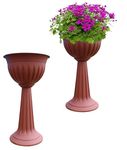 SIDSONS Large Urn Plant Pot, Premium Plastic Outdoor and Indoor Planters, Outdoor Garden Planters, Indoor Flower Pots, Plastic Tall Planter for Garden and Home Decor, 75cm Tall Plant Pots (Pack of 2)