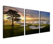 Pebble Beach Golf Course Wall Art Prints Golf Wall Decor for Living Room Bedroom Home Decorations Golf Club Pictures Posters Canvas Prints Framed Artwork Ready to Hang(12''W x 16''H x3)