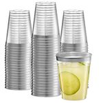 PLASTICPRO Disposable 8 oz Crystal Clear Plastic Tumblers With Silver Rim for Party's & Weddings pack of 50