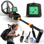 Kids Metal Detector, Waterproof & Lightweight Metal Detectors with LCD & Sound Indication, High Sensitivity Metal Detector for Kids with Rake, Shovel and Bags for Treasure Seeking, Gift for Boys/Girls