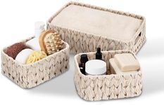 GRANNY SAYS Wicker Baskets for Storage, Wicker Storage Basket for Organizing, Small Woven Baskets, Waterproof Basket for Vanity, Decorative Basket for Home Decor, 3-Pack