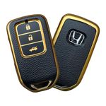 ABUNDANCE Premium Leather Tpu Key Cover Compatible For Honda City | Civic Elevate Jazz Wrv Push Button Start Smart Keys