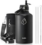 BUZIO 64oz Insulated Water Bottle, Stainless Steel Half Gallon Metal Jug (Cold for 48 Hrs) Triple Wall Large Leakproof Wide Mouth Drink Flask with Straw Lid Flex Cap for Gym Sports Hiking, Camping