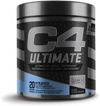 C4 Ultimate Pre-workout Powder, Natural Preworkout Supplement Drink for Workout Energy - Icy Blue Razz, 20 Servings