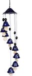 Luminescence Ceramic Blue Wind Chime Bell Shape Positive Energy Wind Chimes for Balcony Bedroom Garden Outdoor with Great Melodious Sound 8 Bells Ceramic Wind Chime (27 inch, Blue) Ceramic Pack of 1