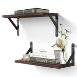 Uten Floating Shelf Set of 2 Shelves, Solid Wood Wall Shelves, Wooden Shelves Set with spirit level for Bedroom, Bathroom, Living Room, Office, Kitchen