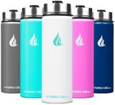 HYDRO CELL Stainless Steel Insulated Water Bottle with Straw - For Cold & Hot Drinks - Metal Vacuum Flask with Screw Cap and Modern Leakproof Sport Thermos for Kids & Adults (White 24oz)