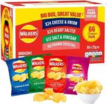 Walkers Crisps Walkers Classic Box Crisps Pack Of 66 x 25g - 24 x Cheese Onion, 24 x Ready Salted, 12 x Salt & Vinegar, 6 Prawn Cocktail, 4 Different Flavours Boxed Slamtech