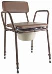 Aidapt Free Standing Height Adjustable Stacking Commode Chair with Padded Back, Arm Support and Padded Over Seat Already Assembled Aid