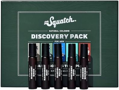 Dr. Squatch Natural Cologne for Men - Mini Cologne Trial Set - Midnight Birch, Rainforest Mist, Glacial Falls, Castaway Cove, Fireside Bourbon (0.17 fl oz, 5-Pack)