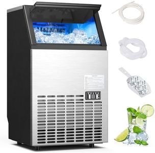 COSTWAY Commercial Ice Maker Machine, 110LBS/24H Stainless Steel Under Counter/Freestanding Self Cleaning Ice Machine with 24H Timer, Included Scoop, Connection Hose, Drain and Inlet Hoses