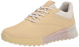 ECCO Women's S-Three Gore-tex Waterproof Golf Shoe, Straw/White/Bright White, 8-8.5