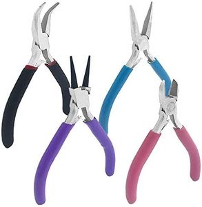 4Pcs Jewelry Pliers,Jewelry Making Tool Kit,Round Nose Plier,Needle Nose Plier,Bent Nose Pliers and Chain Nose Pliers for Crafts,Beading,Wire Wrapping