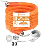 Ficstar 15FT Heated Water Hose for RV, Heated Drinking Water Hose Antifreeze to -45°F, Water Heater Thermostat with Self-regulating Function, 5/8" I.D. with 3/4" GHT Adapter, Lead and BPA Free,No Odor