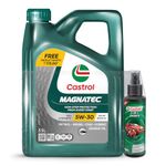 Castrol MAGNATEC 5W-30 - Full Synthetic Engine Oil for Petrol, Diesel, CNG and Hybrid Cars (3.5L) & Castrol 3-IN-1 SHINER for Cars and Bikes (100ML) - Combo Pack