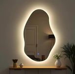 MIRROROLOGY INDUSTRY 18x24 inch Irregular Mirror for Wall | Led Wall Mirror for Bathroom and Bedroom |Design for Vanity, Dressing Area, Bedroom & More