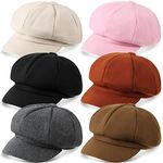 Cindeer 6 Pcs Women Newsboy Cap Ladies Hat Warm Wool Visor Beret Hats Soft Newsboy Hats for Women Vintage Baker Boy Hat, Classic Color, One Size