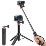 Vkesen 2-in-1 Selfie Stick Tripod for GoPro,Mini Tripod Stand with Extension Pole Compatible with GoPro Hero 13/12/11/10/9/8/7/Max,Insta360 Ace/Ace Pro,DJI Osmo Action,AKASO and other Action Cameras