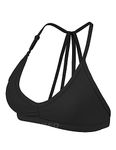 YEOREO Workout Sports Bras for Women Padded Backless Gym Bra Lorelie Light Impact Strappy Criss Cross Yoga Crop Top Black S