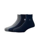 Allen Solly Men'S Cotton Quarter Length Socks (Pack Of 3) - Navy, Black, Light Grey Melange