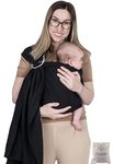 Baby Sling and Ring Sling 100% Cotton Muslin Infant Carrier, Ring Sling Baby Carrier Front and Chest Newborn Carrier Baby Carrier Wrap, Toddler Carrier (Black)