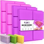 Silicone Soap Molds Set of 4, 6 Cavities Rectangle Silicone Soap Molds for Homemade Craft Soap Mold, Cake Mold, Chocolate Mold ＆ Ice Cube Tray（Purple ＆ Pink）