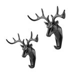 Stylish Adhesive Key Holder for Wall & Door - Fancy Deer Head Hook Rack for Home & Office Decor - Stackable Key Hanger & Chain Holder - Multipurpose Towel Hanger for Washbasin Side - Pack of 3