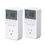 Outlet Timer, Digital Programmable Timer, CANAGROW 7 Day Weekly Heavy Duty Smart Indoor Timer for Electric Outlets, Wall Timer Switch Grounded, 2 Pack