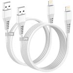 iPhone Charger Cable 1M+2M 2Pack, USB to Lightning Cable MFi Certified iPhone Charging Cable Nylon USB iPhone Cable Fast Charging Lead Wire for Apple iPhone 14 13 12 11 Pro Max Mini XS XR X 8 7 6,iPad