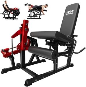 Mikolo Leg Extension and Curl Machine, Adjustable Leg Curl Machine for Home Gym, Seated Leg Extension and Lying Leg curl Machine, Leg Workout Equipment with 1:1 Resistance System,Red