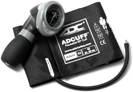ADC 703-11ABK Diagnostix Model 703 Palm Style Aneroid Sphygmomanometer with Adcuff Nylon Blood Pressure Cuff, Adult, Black