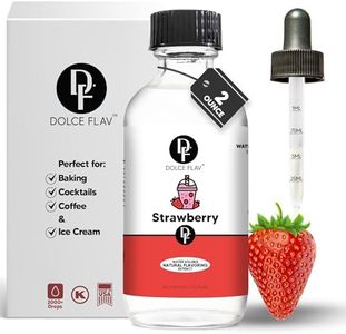 Dolce Flav Strawberry Extract - 2 Ounce Water-Soluble Multipurpose Flavoring Ideal for Baked Goods, Beverages, Coffee, Desserts & Ice Cream - Strawberry Essence Perfect for Weight Management