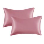 My home store Satin Pillow Case Pink 2 Pack - Fluffy Soft Satin Silk Pillowcases - Standard Size 50 x 75cm Hypoallergenic Pillow case