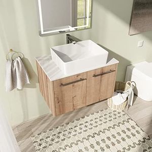 30" Bathroom Vanity with Sink, 30 Inch Floating Bathroom Vanity, Modern Bathroom Vanity, Brown Wall Mounted Cabinet Set（041）