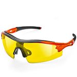 ToolFreak Yellow Tinted Safety Glasses EN166FT Rated, UV & Impact Eye Protection, Effective in Dull and Low Light, Includes Cool Case (Reevo)