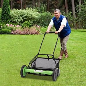 Tondeuse Manuelle en Acier au manganèse 65, la Largeur de Coupe de 20 Pouces ，Hauteur de Coupe réglable, Fonction Mulching ，Respect de l'environnement et économie