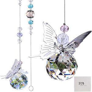 H&D HYALINE & DORA 30mm Handmade Butterfly Crystal Ball Prism Rainbow Maker Hanging Suncatcher Home Decoration