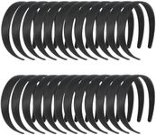 Genie Crafts 24 Pack Black Headbands for Women - 1 Inch Wide Non-slip Satin Headband for DIY (4.8 x 5.75 x 1)