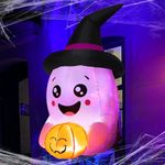 COMIN 3.6 FT Halloween Inflatables Window Ghost Built-in LED,Inflatable Outdoor Decorations Blow Up Ghost for Halloween Party Yard Lawn