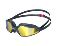 Speedo Unisex Hydropulse Swimming Goggle | Comfortable Fit | Adjustable Design, Navy/Oxid Grey/Phoenix Red/Gold, One Size