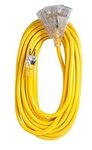 Bergen Industries Extra Heavy-Duty Outdoor Triple Tap Extension Cord, 50', 12 AWG, 15A/125V AC, Yellow