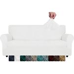 CHELZEN Velvet Couch Covers 3 Seater Thick Stretch Sofa Covers for Dogs Pets Non-Slip Sofa Slipcover Washable Furniture Protector for Living Room (3 Seater, White)